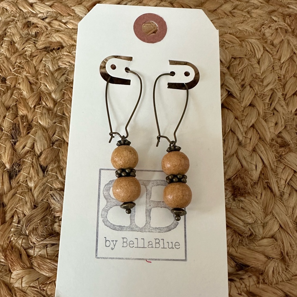 NEW Boho Chic Wooden Beaded Earrings.  Cute earrings